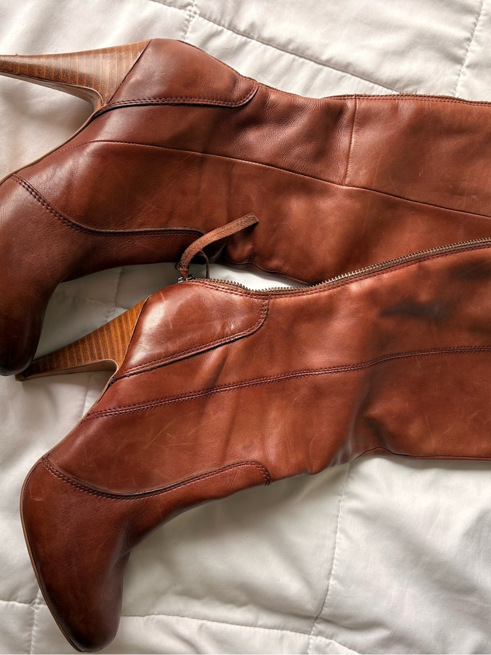 Aldo Vintage Brown Leather Boot Interior with Zipper Size 8